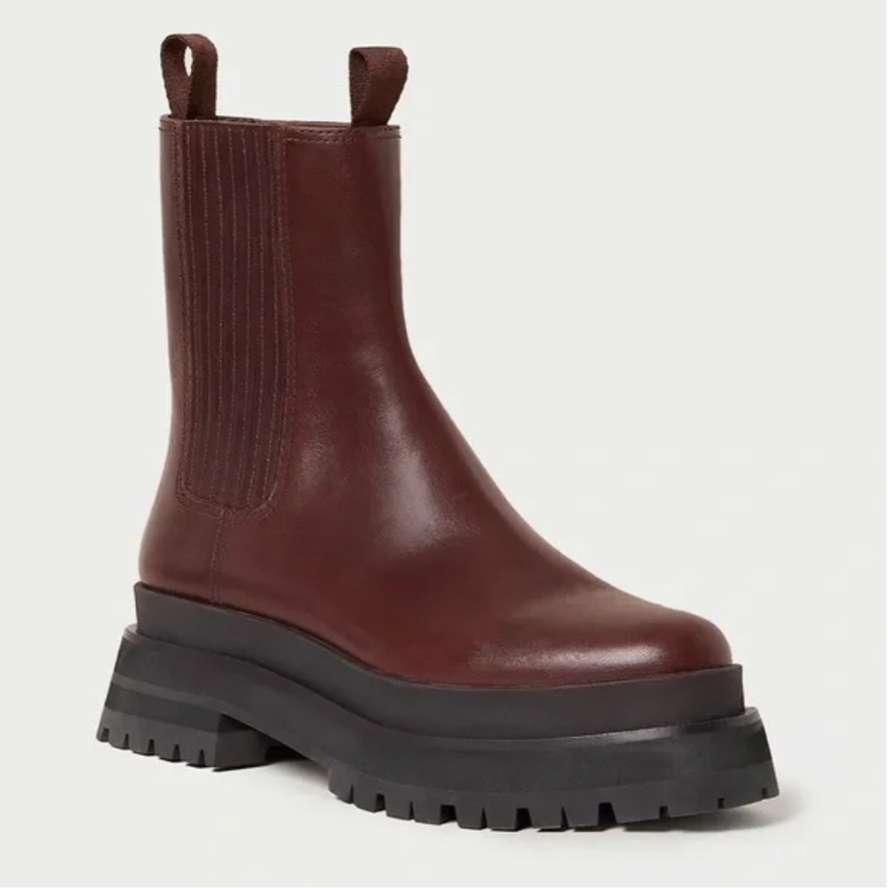 NWOB, Loeffler Randall Toni Chunky Platform Boots Brown Leather, Size 9